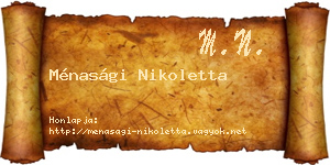 Ménasági Nikoletta névjegykártya